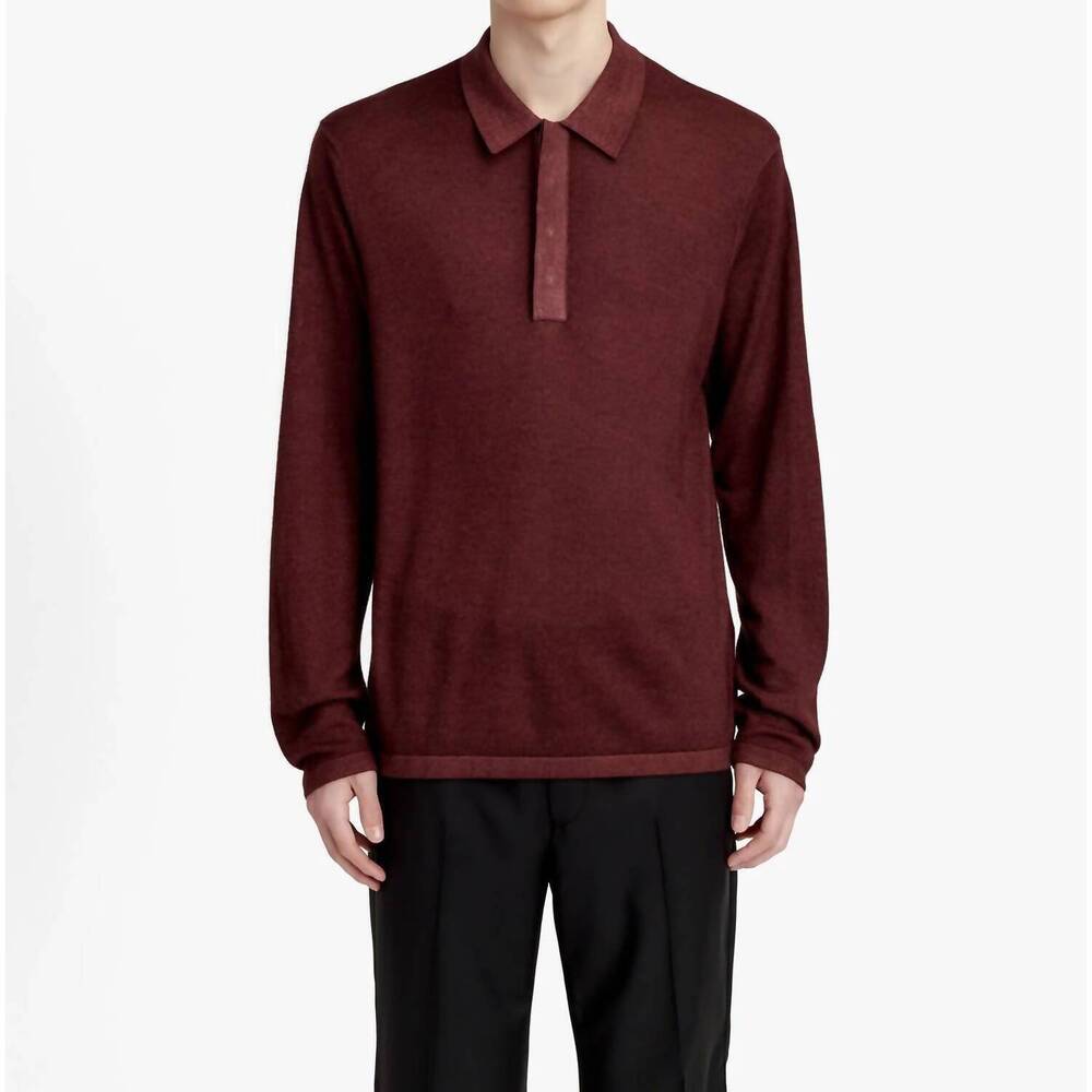 NEW TIGER OF SWEDEN tommy rws long sleeve polo in acorn brown